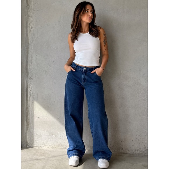 Casual Corner Denim - Vintage Casual Corner Jeans Womens 10 High Rise Wide Leg Denim Made in USA 90s